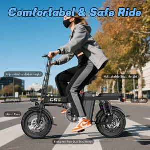 GS5 Foldable Electric Bike – 48V Power, 750W Peak Motor, Dual Suspension, Removable Battery, LCD Display
